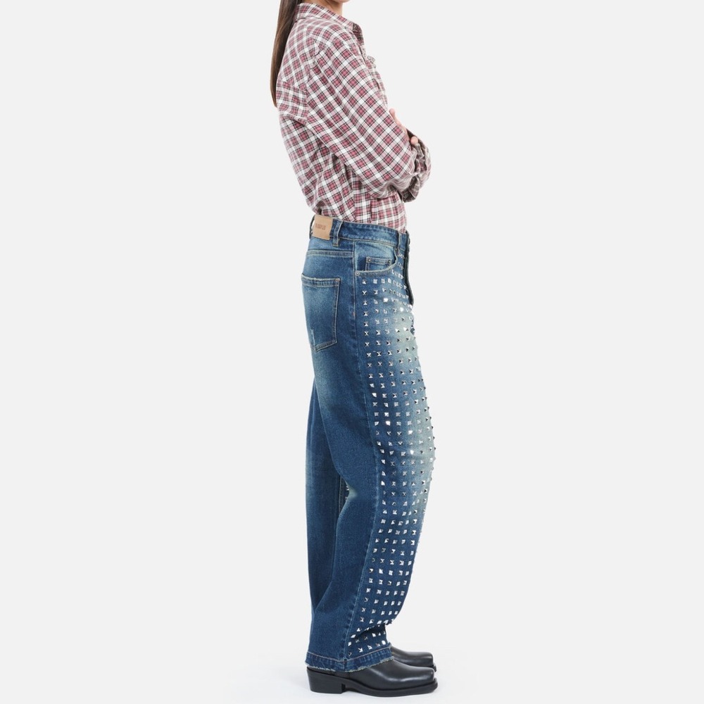 NWT The Kooples Stud-Embellished‎ Denim Jeans Women's Size 38 Distressed - Picture 10 of 12